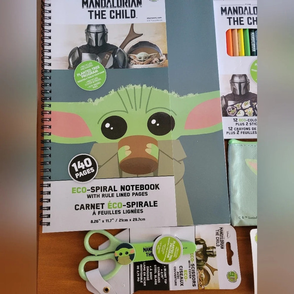 NWT Mandalorian  Notebooks,pencil crayons, pencils, scissors, erasers, sharpener - Picture 9 of 10